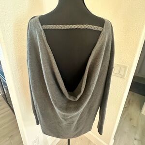 Anthropologie cashmere Women's gray open back Crew Neck Sweater